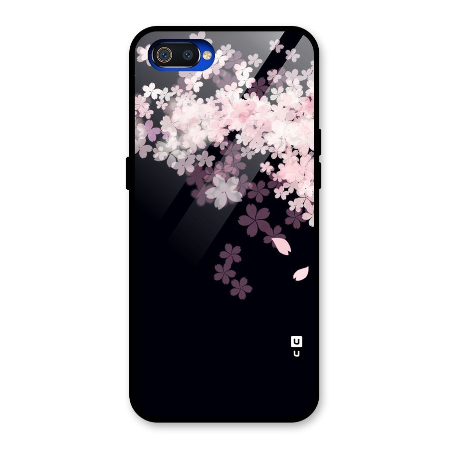 Cherry Flowers Pink Glass Back Case for Realme C2