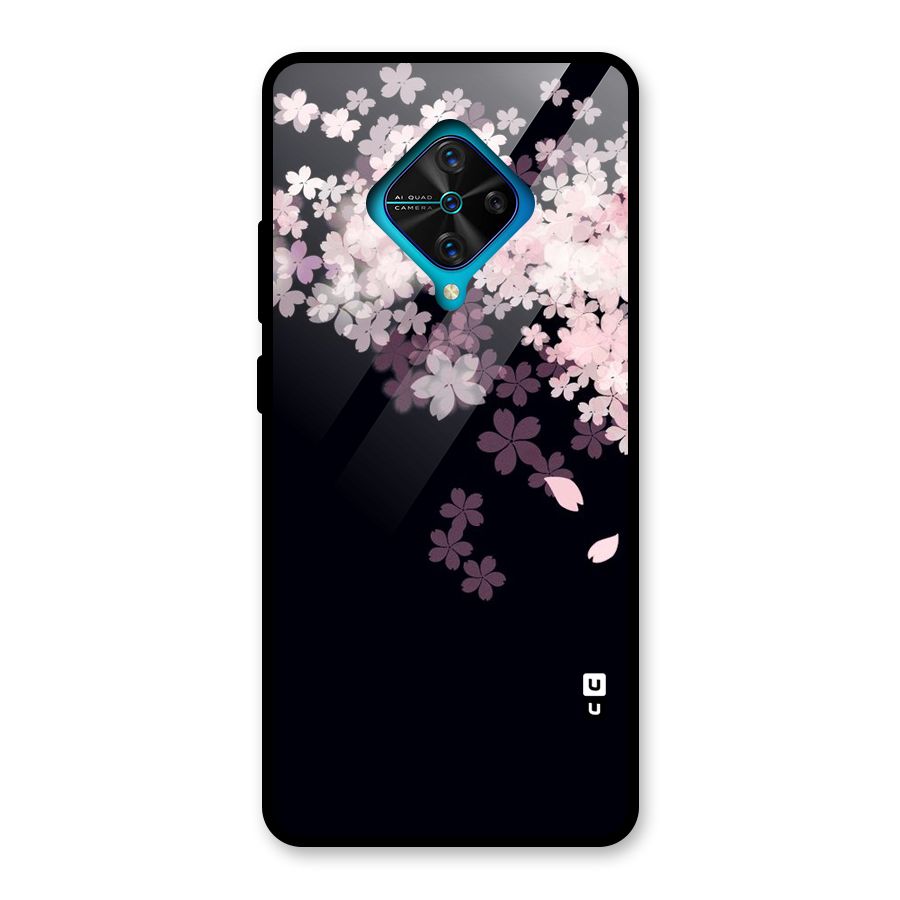 Cherry Flowers Pink Glass Back Case for Vivo S1 Pro