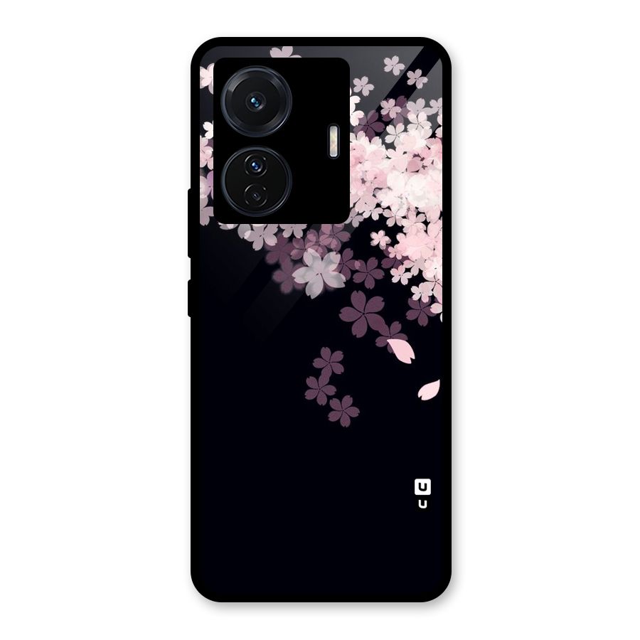 Cherry Flowers Pink Glass Back Case for Vivo T1 Pro