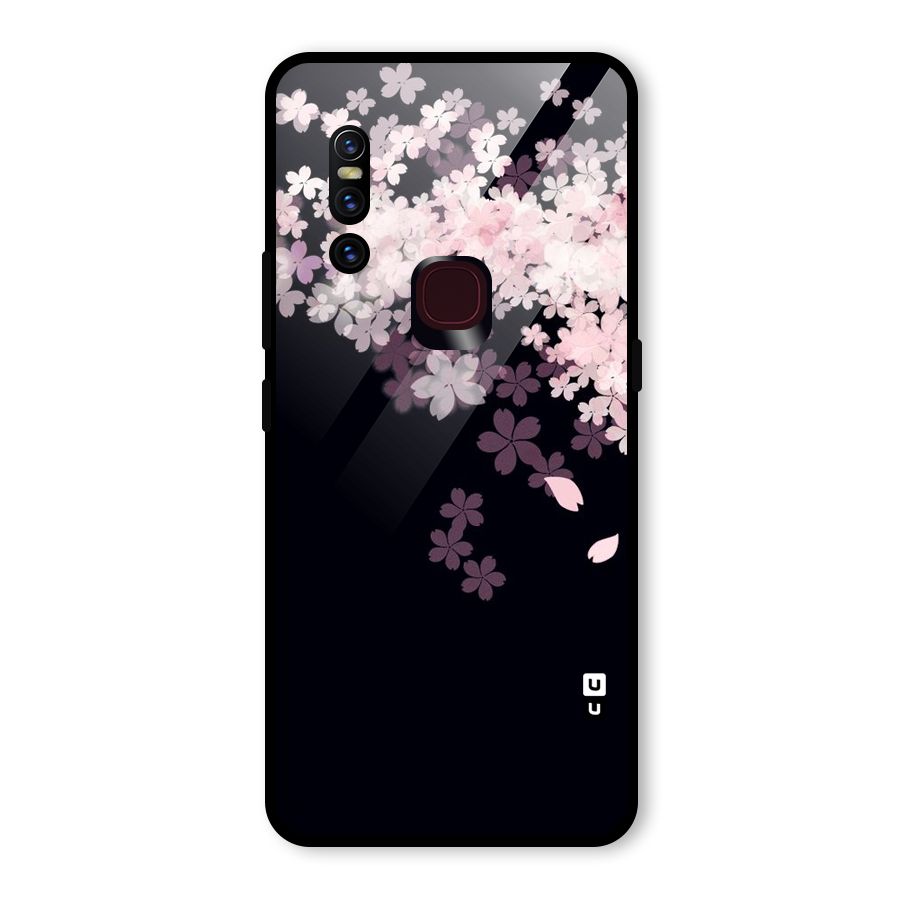 Cherry Flowers Pink Glass Back Case for Vivo V15