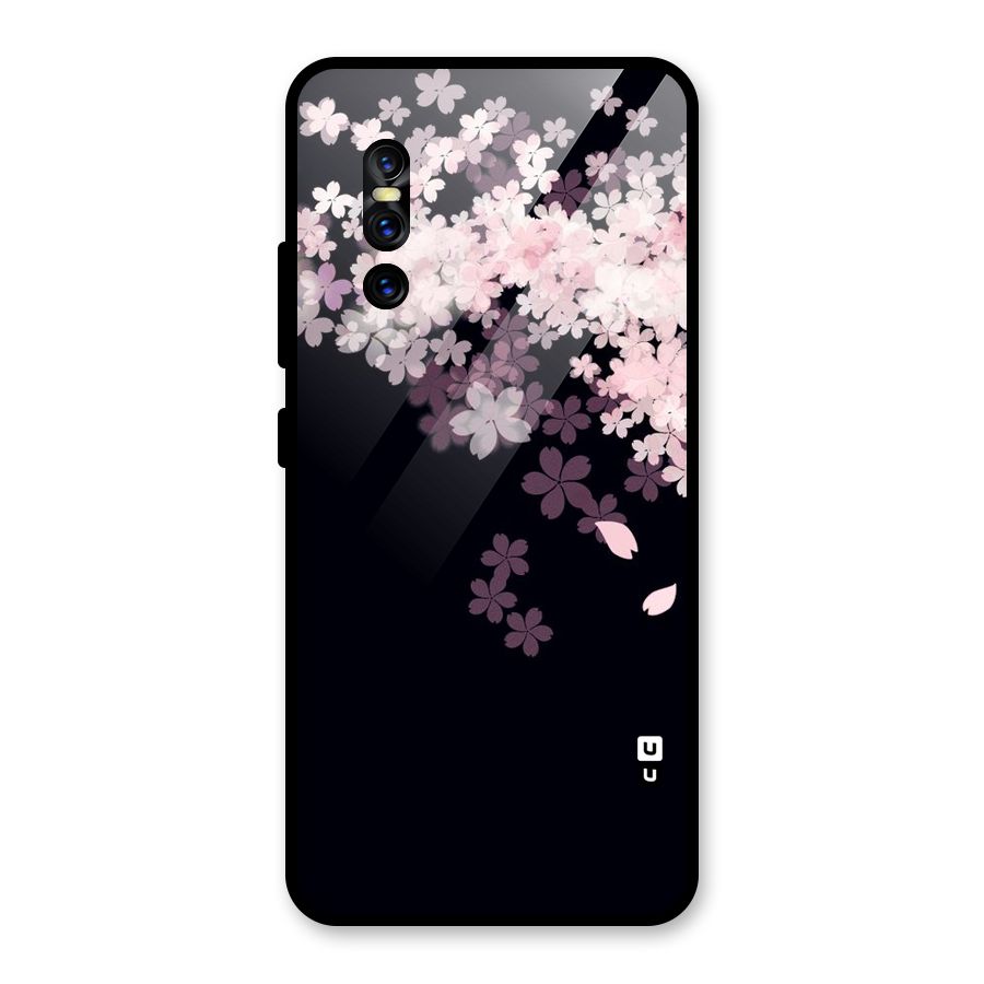 Cherry Flowers Pink Glass Back Case for Vivo V15 Pro