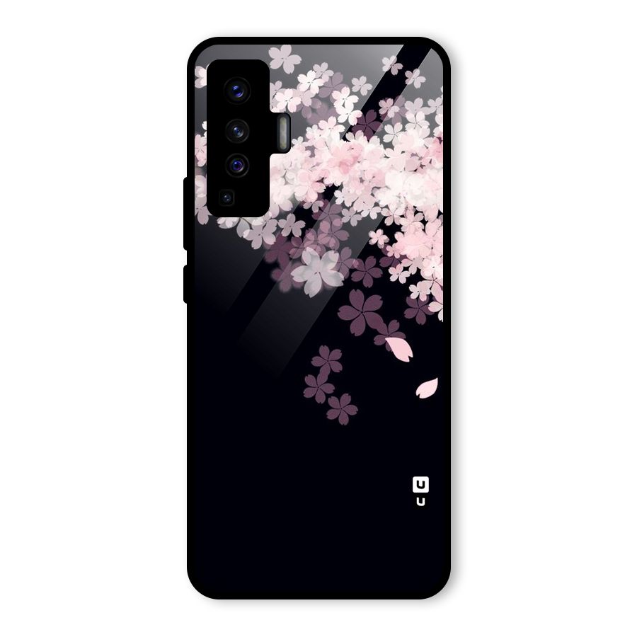 Cherry Flowers Pink Glass Back Case for Vivo X50