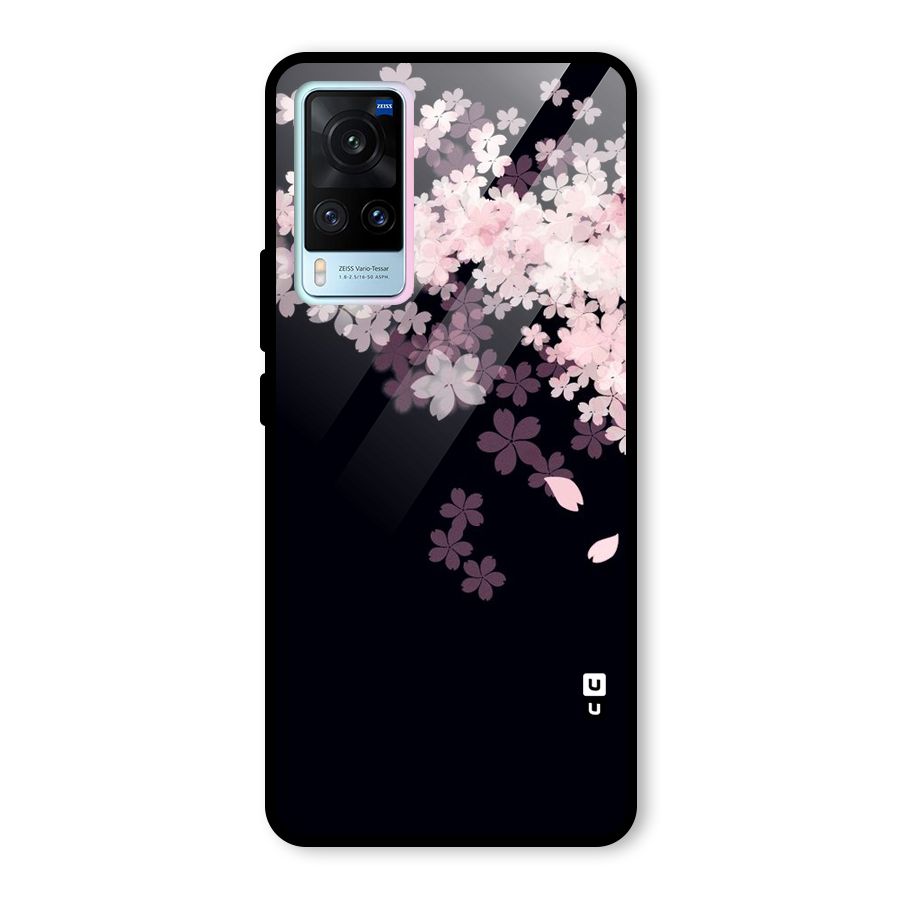 Cherry Flowers Pink Glass Back Case for Vivo X60