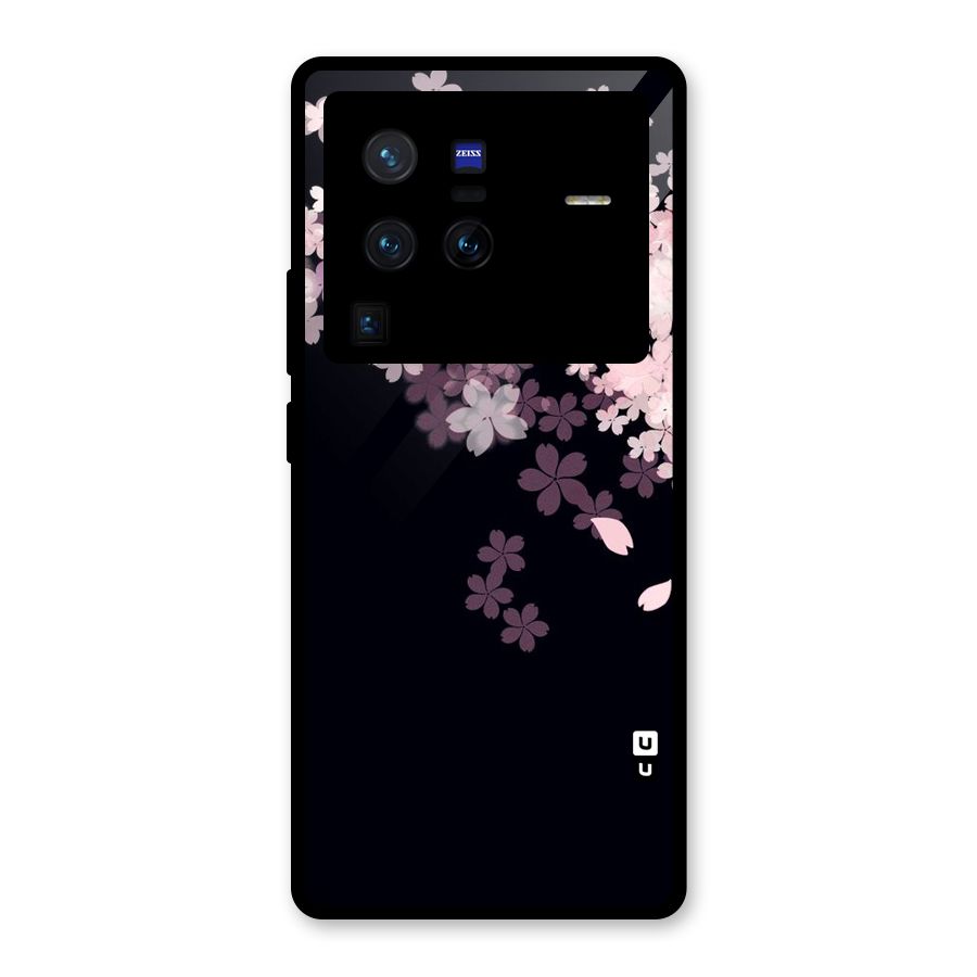Cherry Flowers Pink Glass Back Case for Vivo X80 Pro