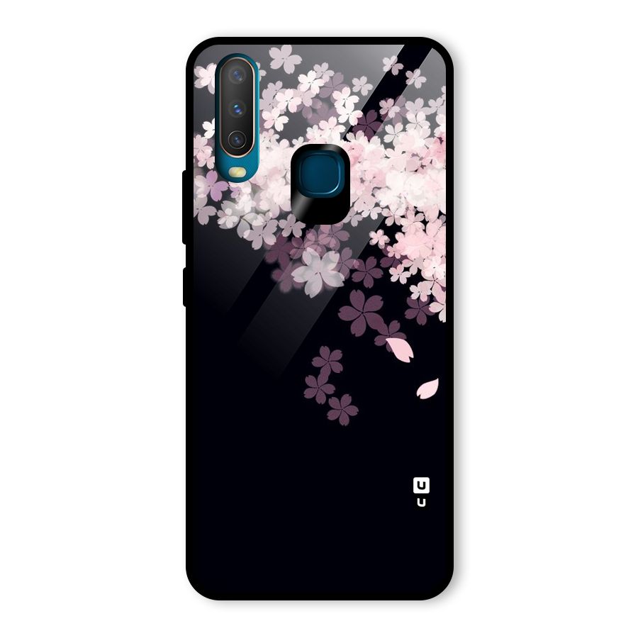 Cherry Flowers Pink Glass Back Case for Vivo Y12