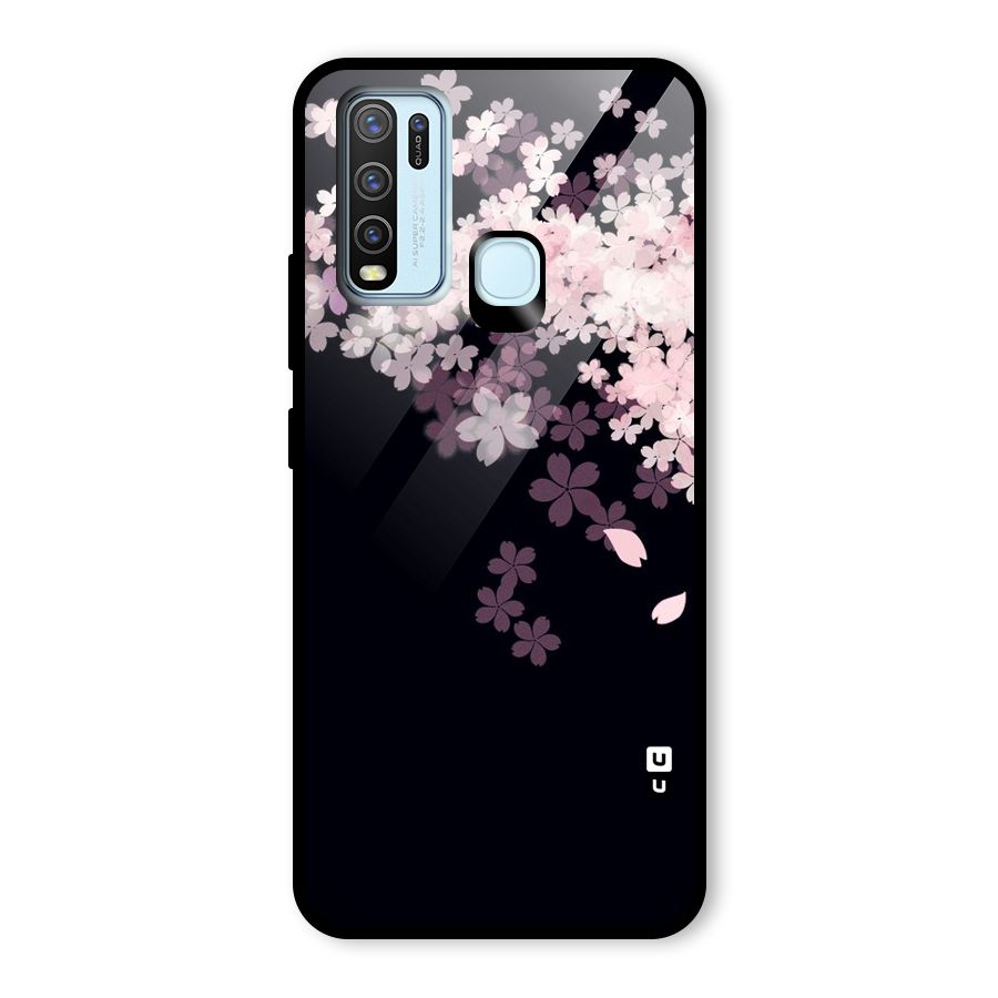 Cherry Flowers Pink Glass Back Case for Vivo Y30
