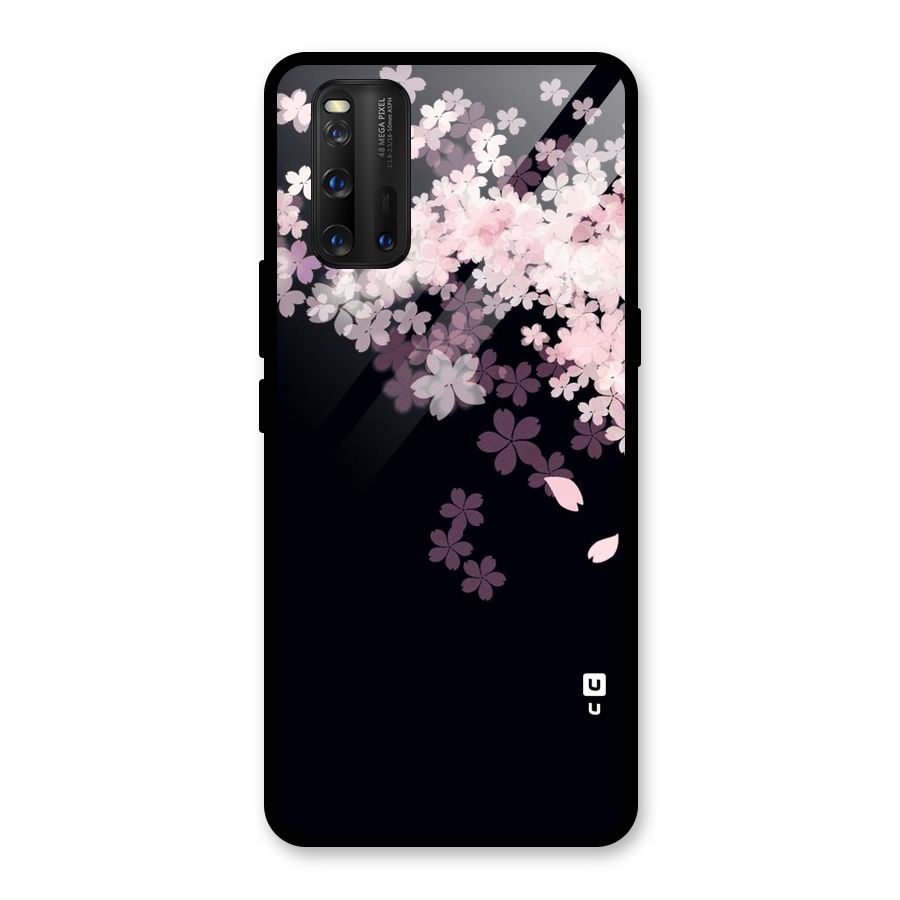 Cherry Flowers Pink Glass Back Case for Vivo iQOO 3