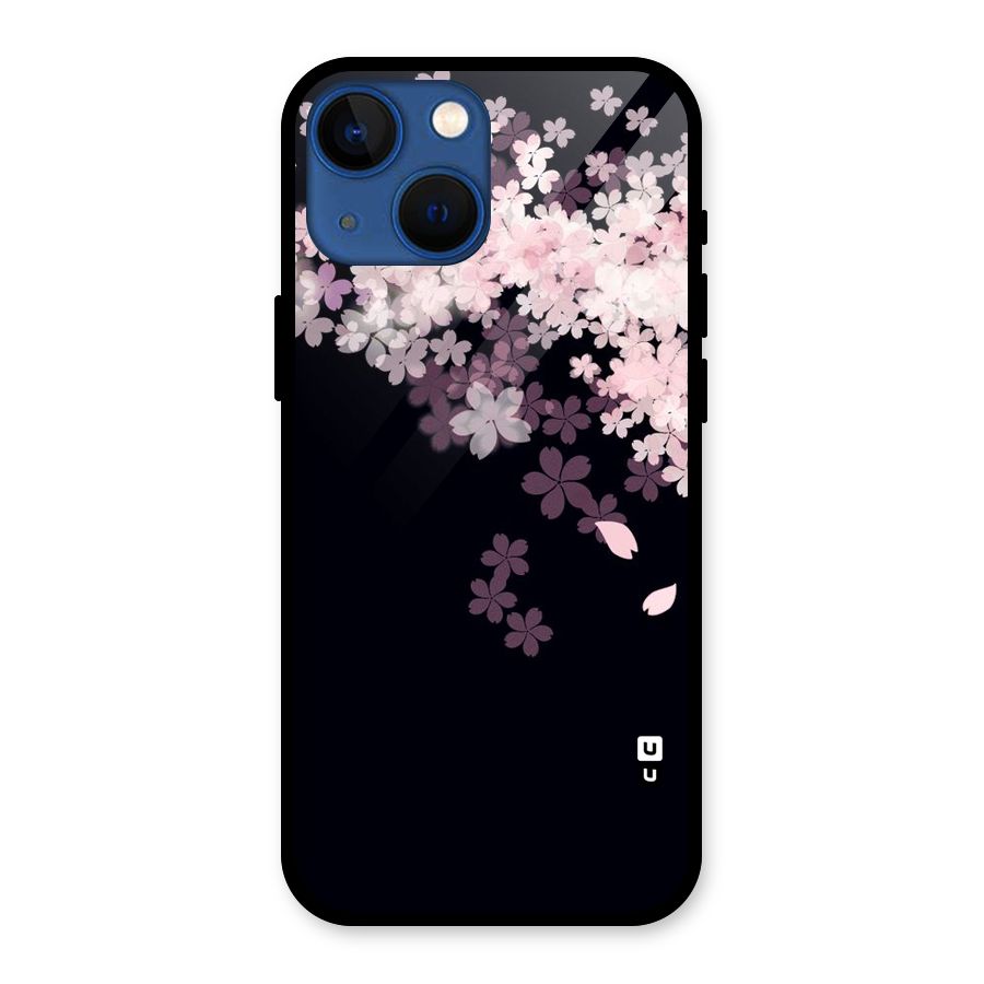 Cherry Flowers Pink Glass Back Case for iPhone 13 Mini