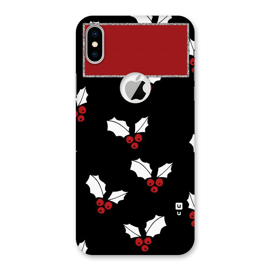 Cherry Leaf Design Back Case for iPhone X Logo Cut
