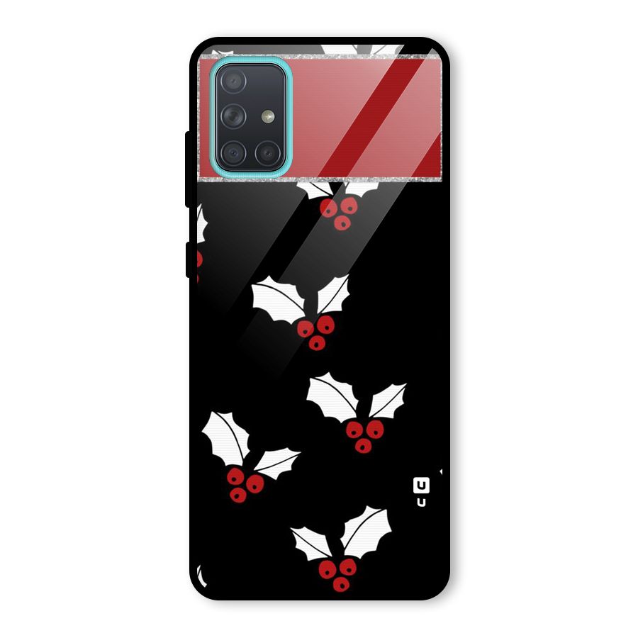 Cherry Leaf Design Glass Back Case for Galaxy A71