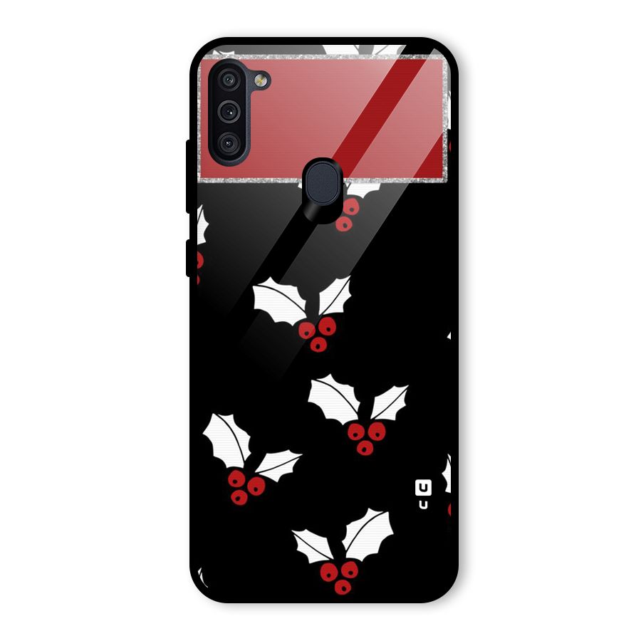 Cherry Leaf Design Glass Back Case for Galaxy M11