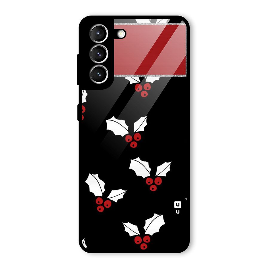 Cherry Leaf Design Glass Back Case for Galaxy S21 5G