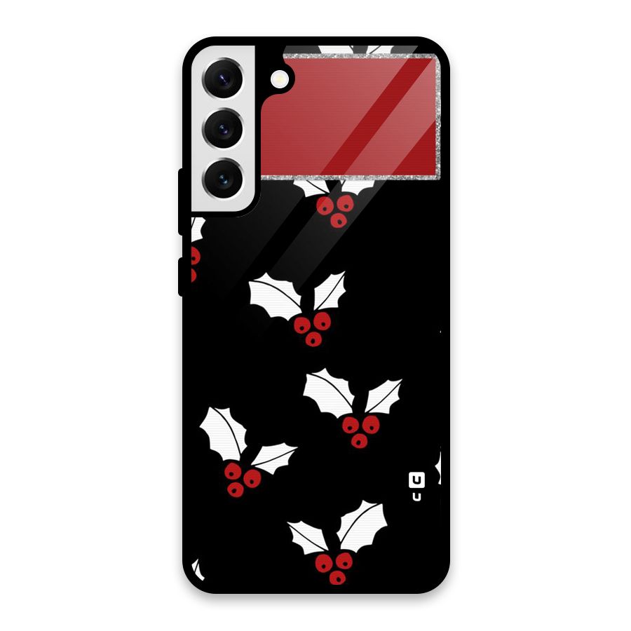 Cherry Leaf Design Glass Back Case for Galaxy S22 Plus 5G