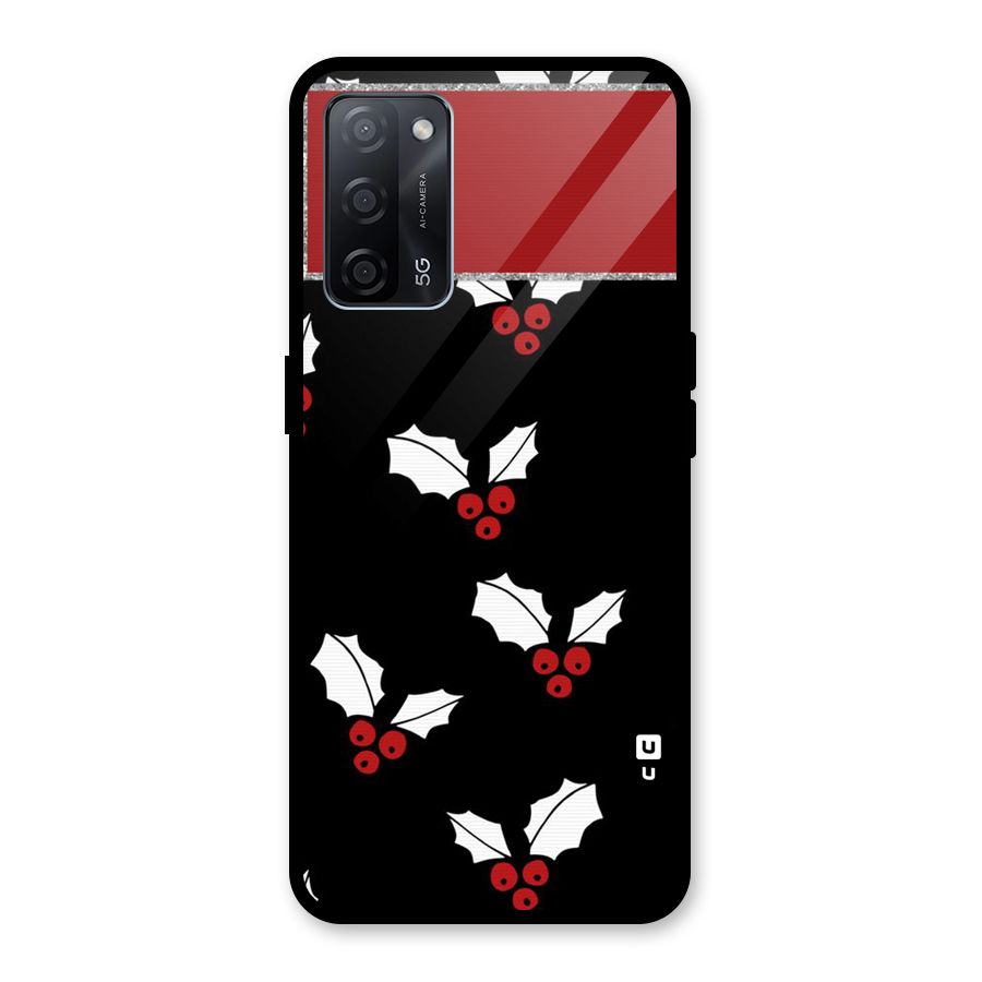 Cherry Leaf Design Glass Back Case for Oppo A53s 5G