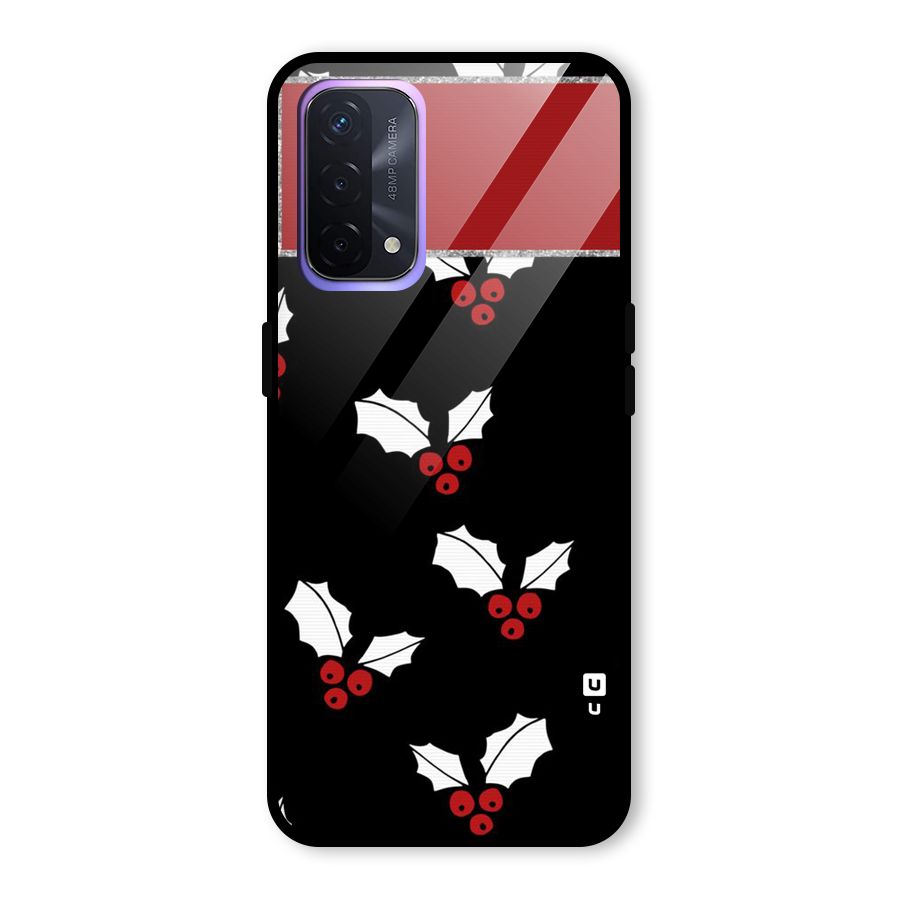 Cherry Leaf Design Glass Back Case for Oppo A74 5G