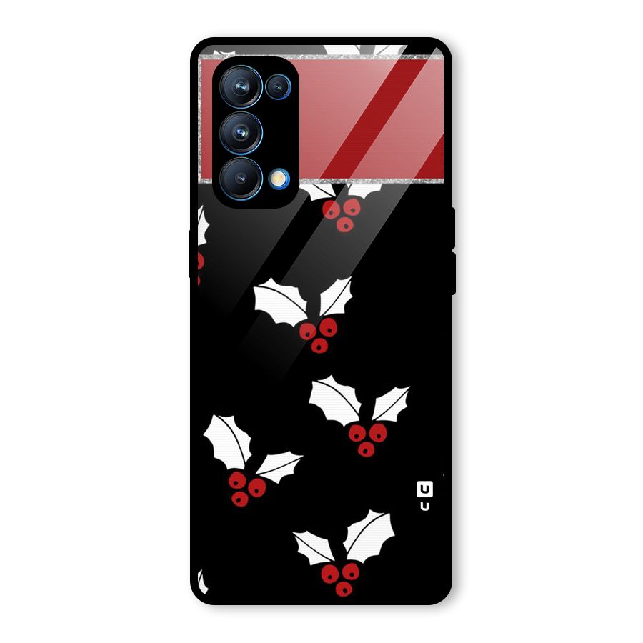 Cherry Leaf Design Glass Back Case for Oppo Reno5 Pro 5G