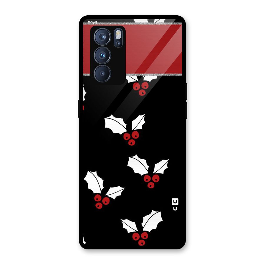 Cherry Leaf Design Glass Back Case for Oppo Reno6 Pro 5G