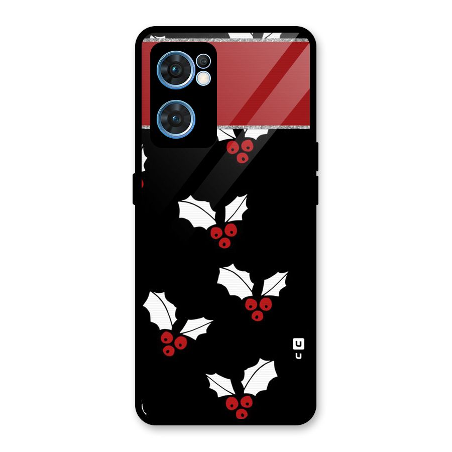 Cherry Leaf Design Glass Back Case for Oppo Reno7 5G