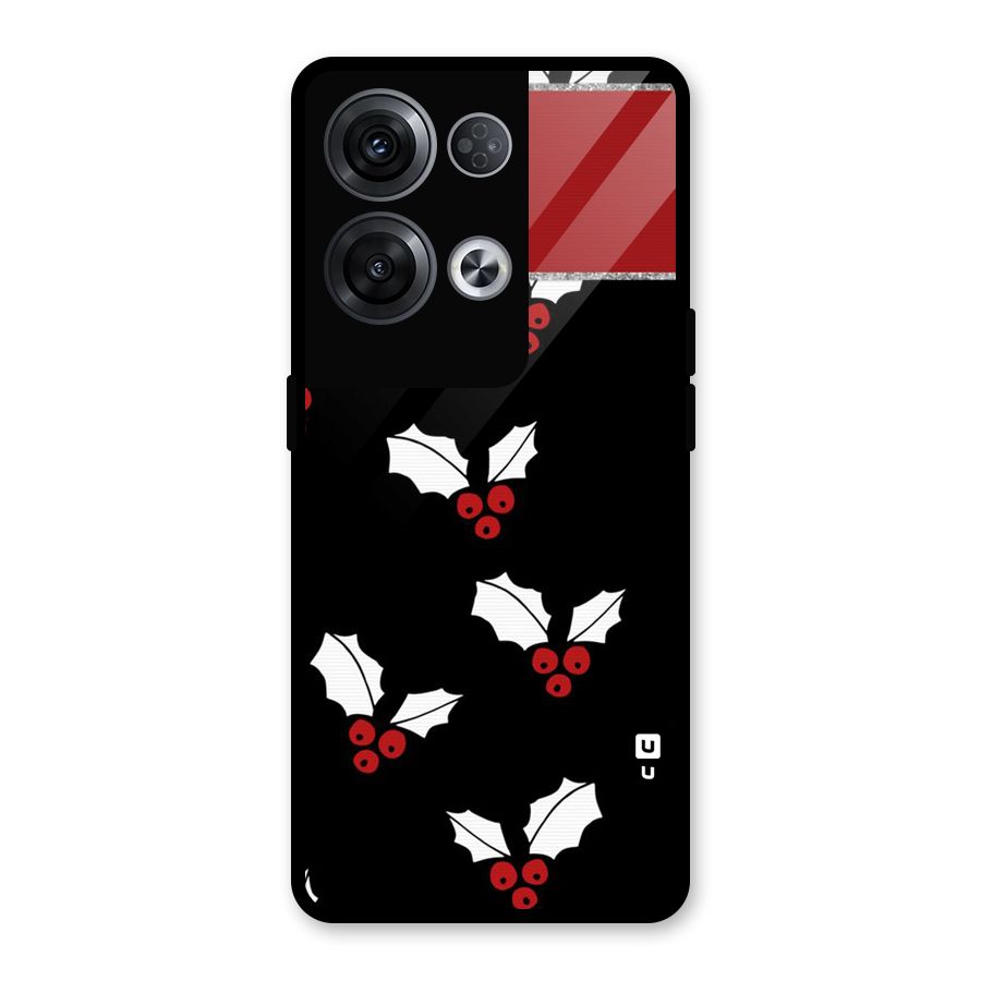 Cherry Leaf Design Glass Back Case for Oppo Reno8 Pro 5G