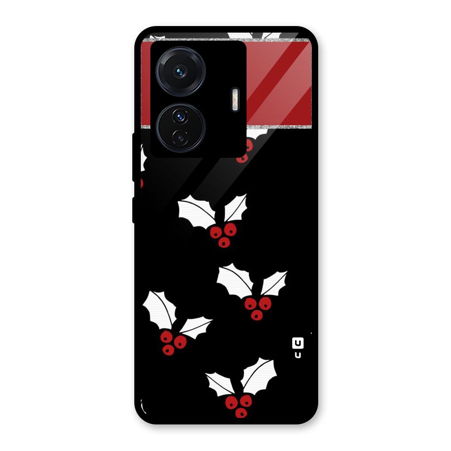 Cherry Leaf Design Glass Back Case for Vivo T1 Pro