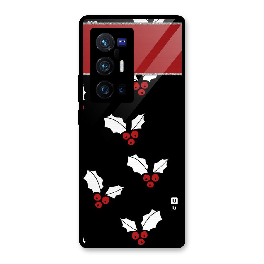Cherry Leaf Design Glass Back Case for Vivo X70 Pro Plus