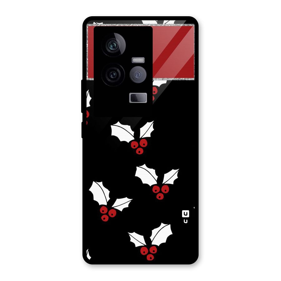 Cherry Leaf Design Glass Back Case for Vivo iQOO 11 5G