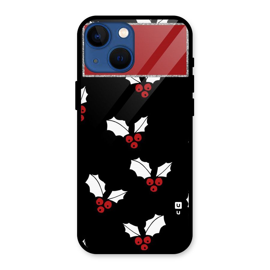 Cherry Leaf Design Glass Back Case for iPhone 13 Mini