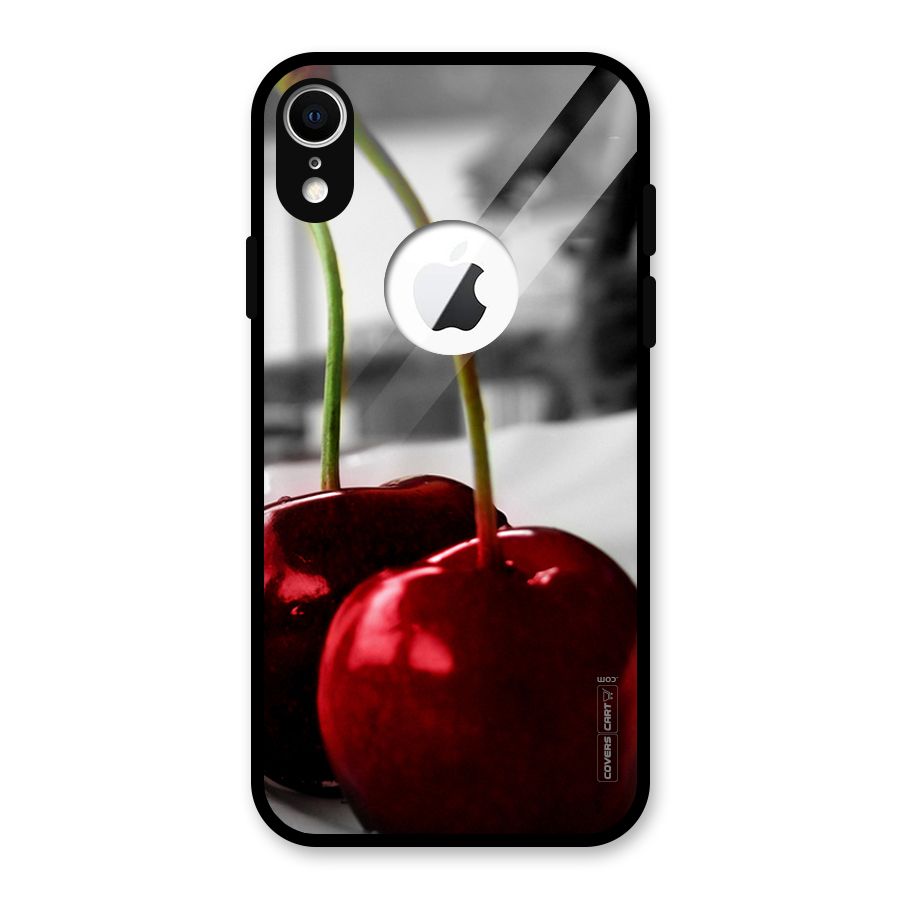 Cherry Photography Glass Back Case for iPhone XR Logo Cut