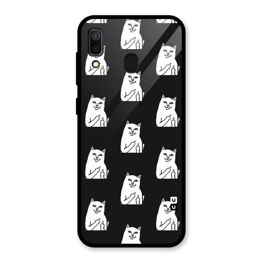 Chill Cat Pattern Glass Back Case for Galaxy A30
