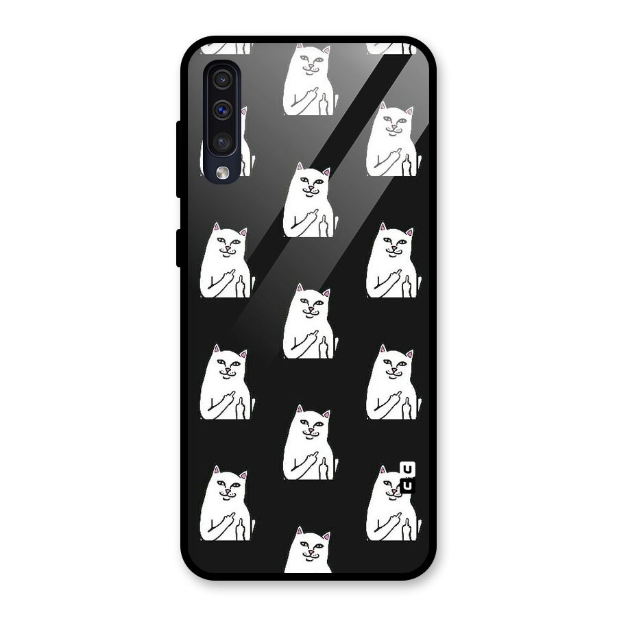 Chill Cat Pattern Glass Back Case for Galaxy A30s