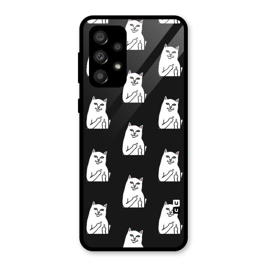 Chill Cat Pattern Glass Back Case for Galaxy A32
