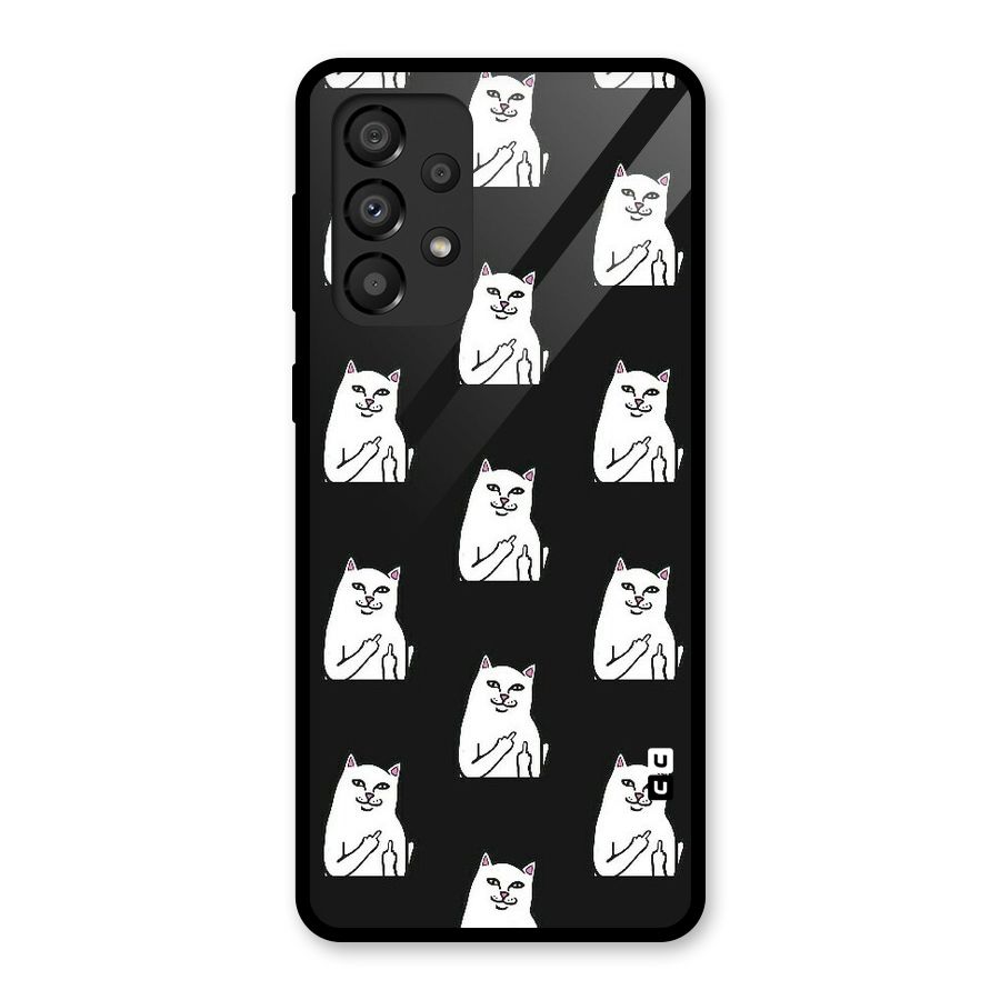 Chill Cat Pattern Glass Back Case for Galaxy A33 5G
