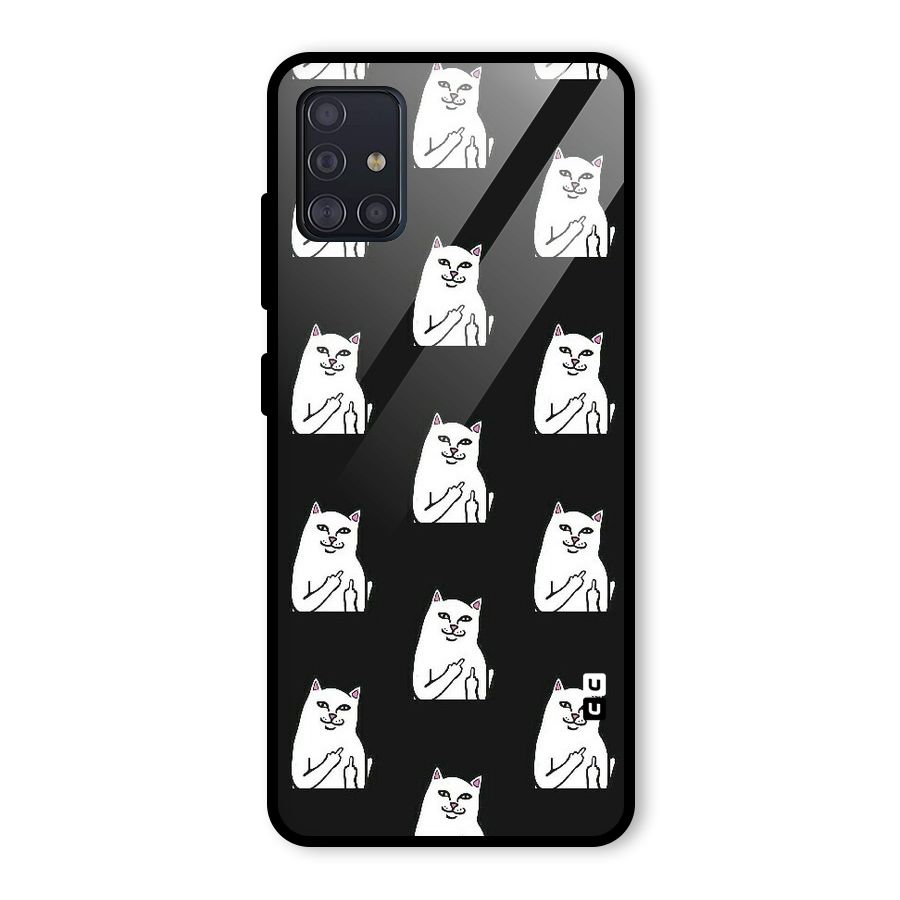 Chill Cat Pattern Glass Back Case for Galaxy A51