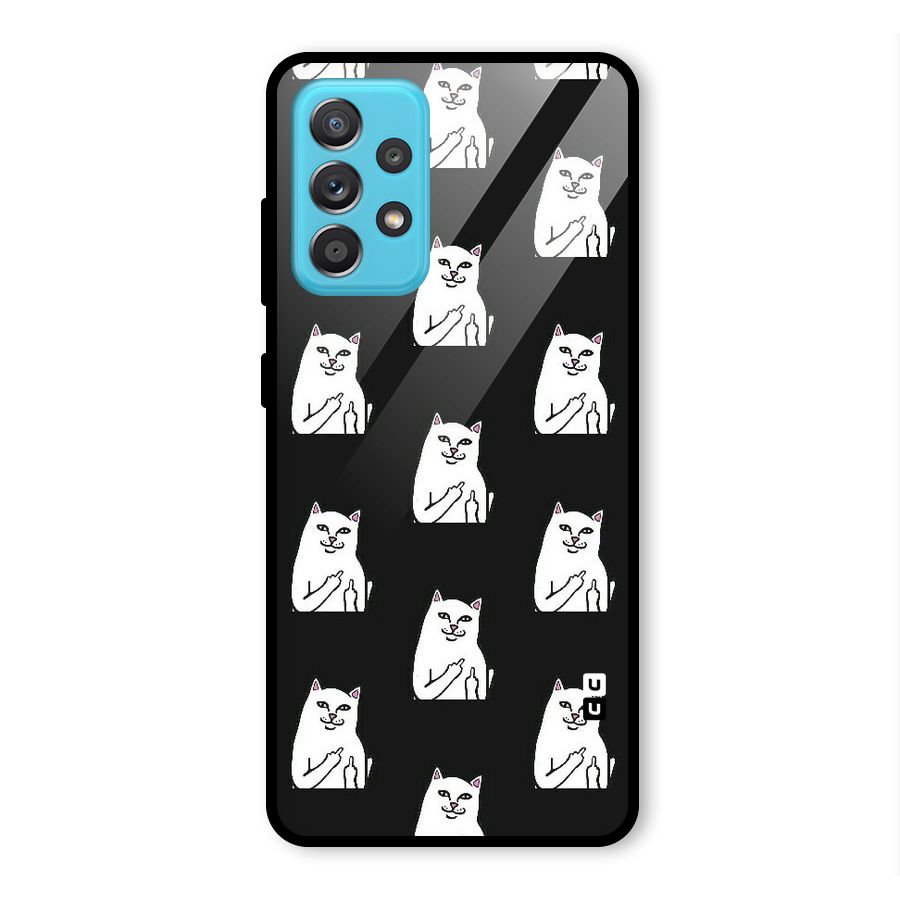 Chill Cat Pattern Glass Back Case for Galaxy A52