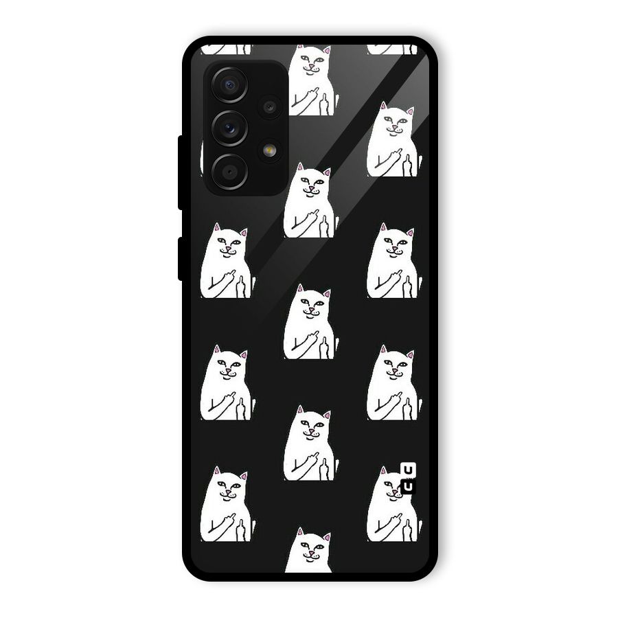 Chill Cat Pattern Glass Back Case for Galaxy A53 5G
