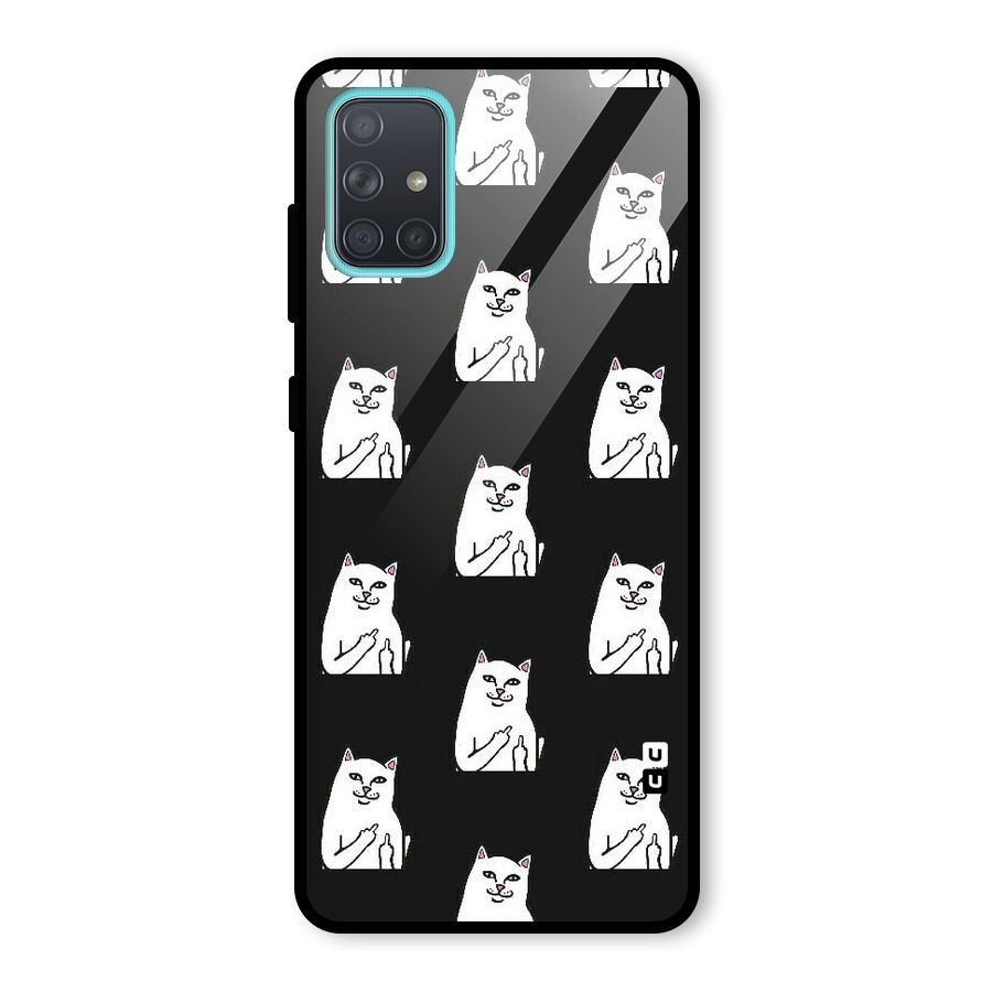 Chill Cat Pattern Glass Back Case for Galaxy A71