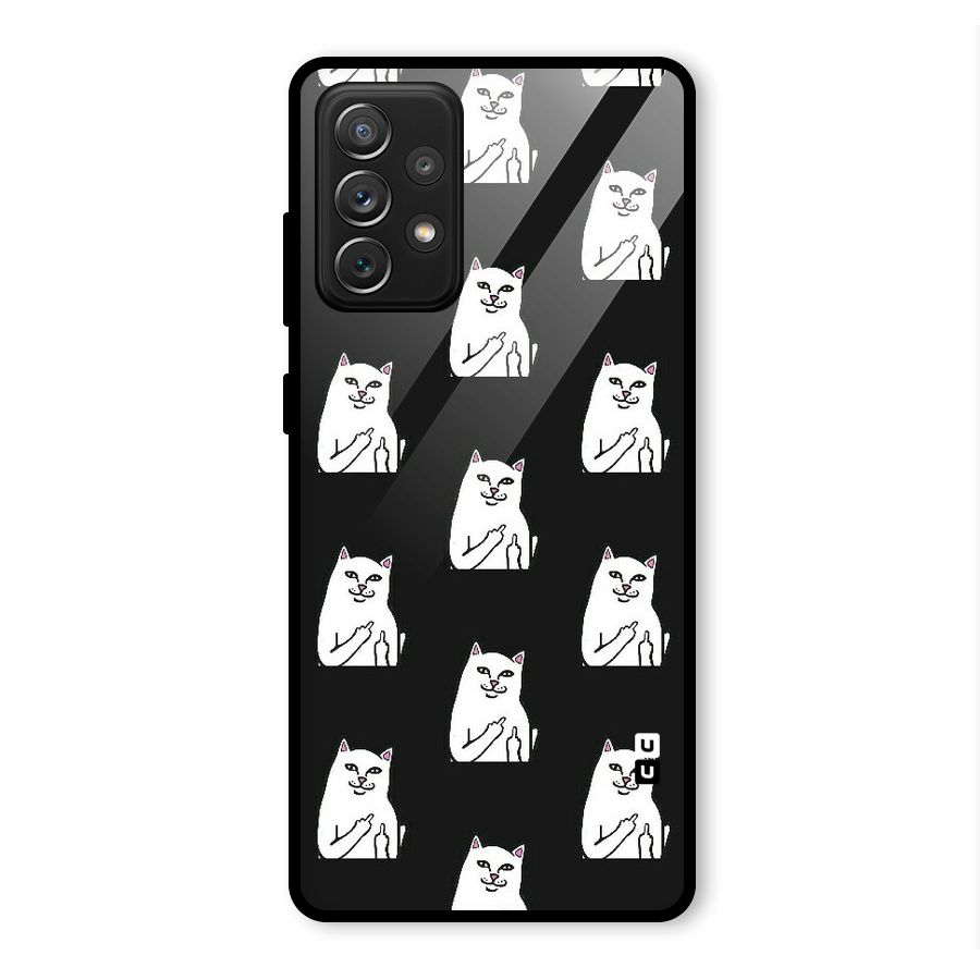 Chill Cat Pattern Glass Back Case for Galaxy A72
