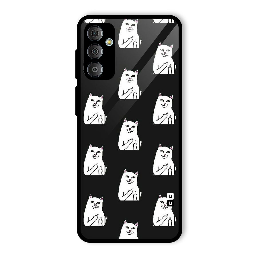 Chill Cat Pattern Glass Back Case for Galaxy F23