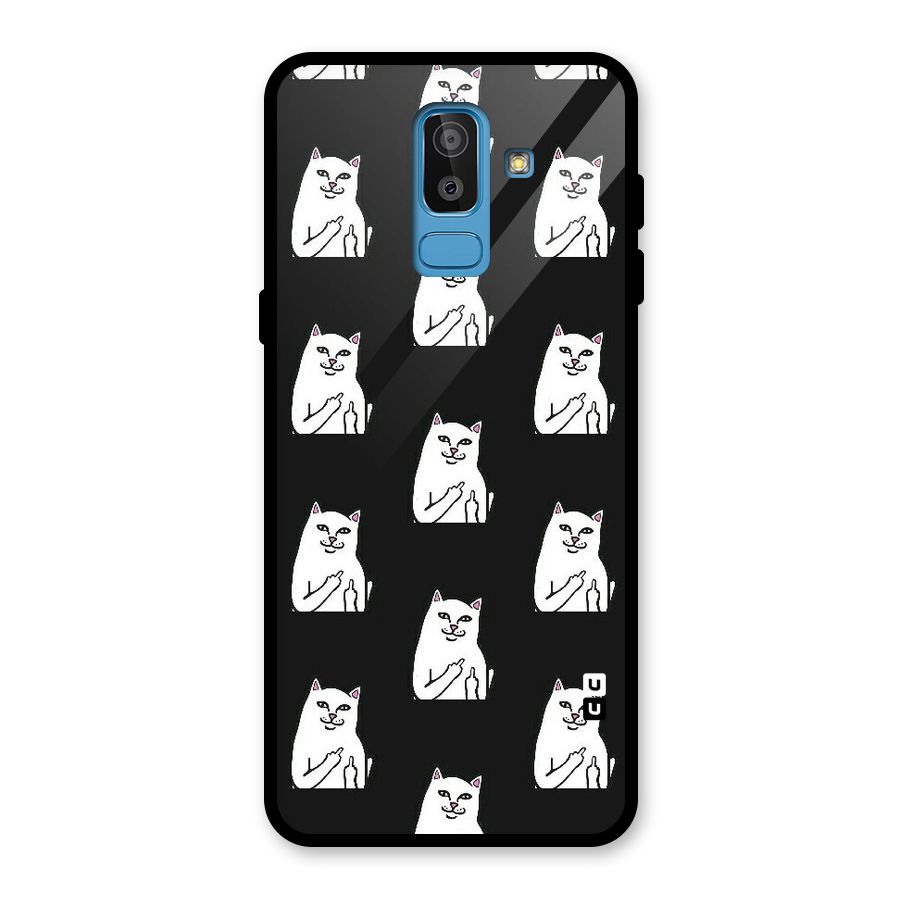 Chill Cat Pattern Glass Back Case for Galaxy J8