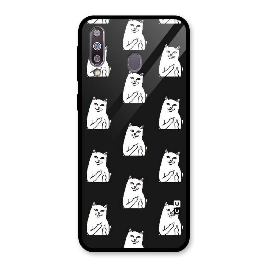 Chill Cat Pattern Glass Back Case for Galaxy M30