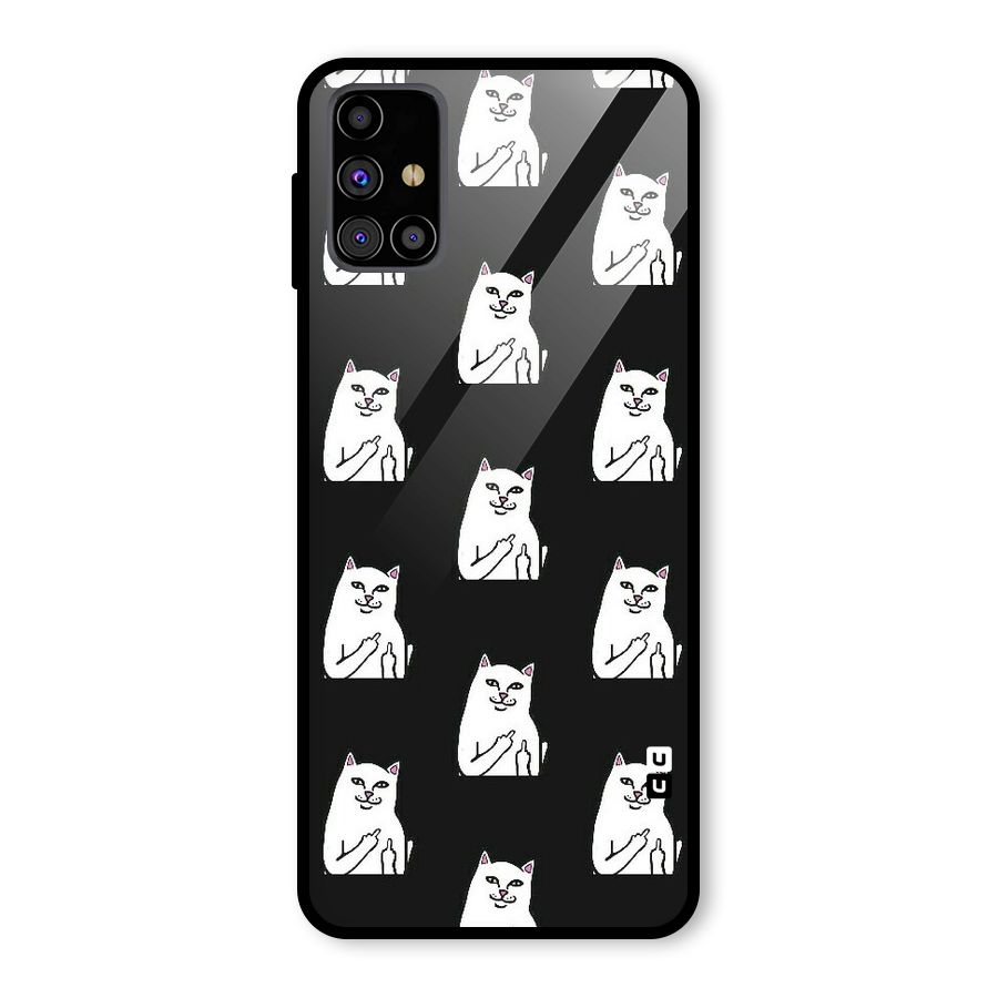 Chill Cat Pattern Glass Back Case for Galaxy M31s