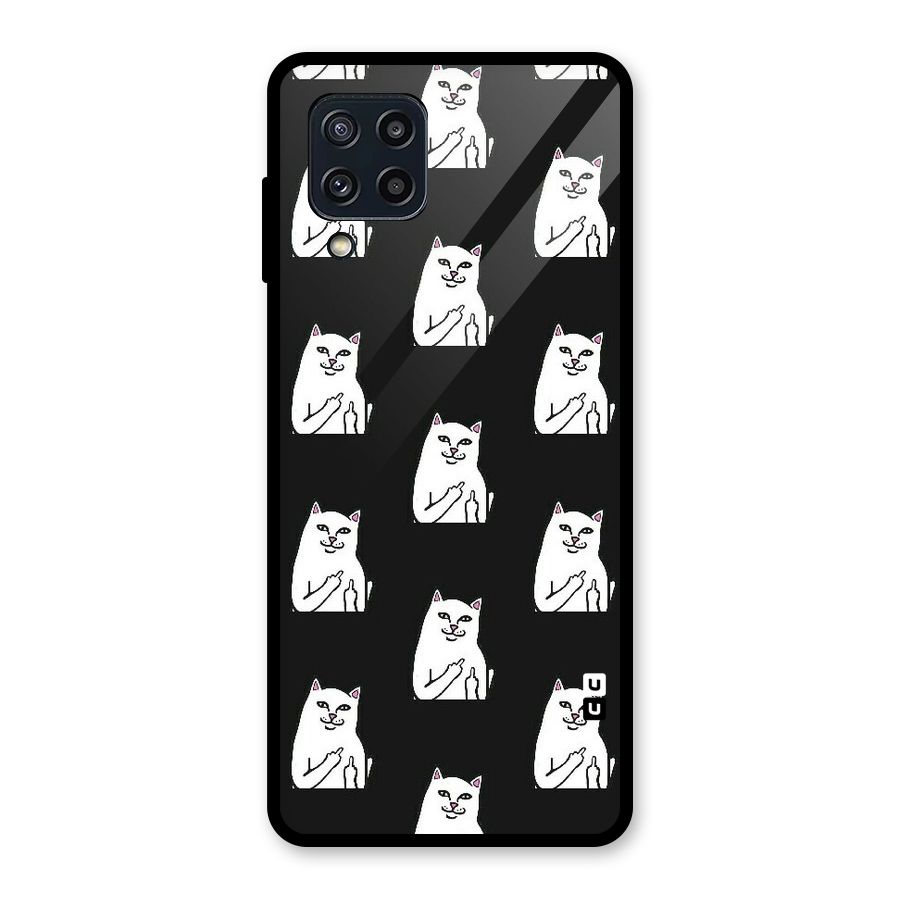 Chill Cat Pattern Glass Back Case for Galaxy M32