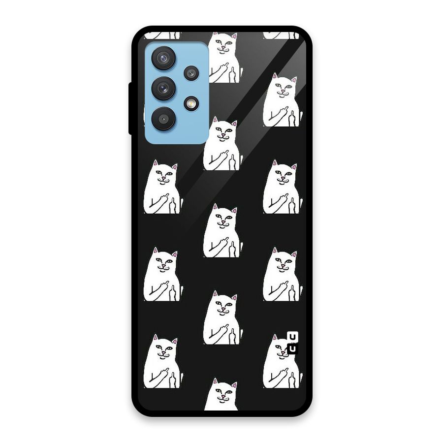 Chill Cat Pattern Glass Back Case for Galaxy M32 5G