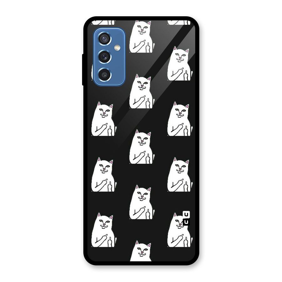 Chill Cat Pattern Glass Back Case for Galaxy M52 5G