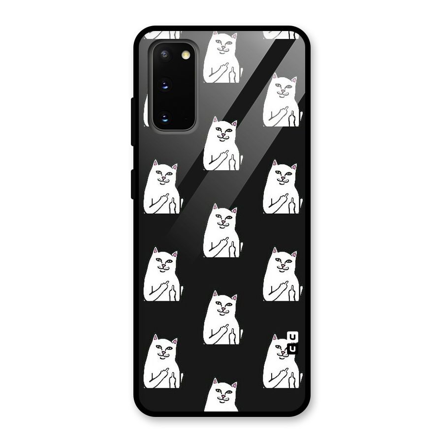 Chill Cat Pattern Glass Back Case for Galaxy S20