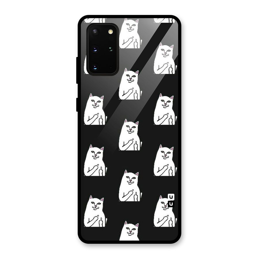 Chill Cat Pattern Glass Back Case for Galaxy S20 Plus