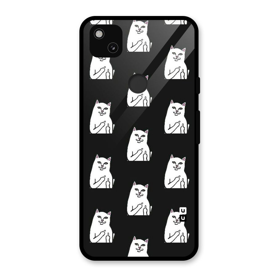 Chill Cat Pattern Glass Back Case for Google Pixel 4a