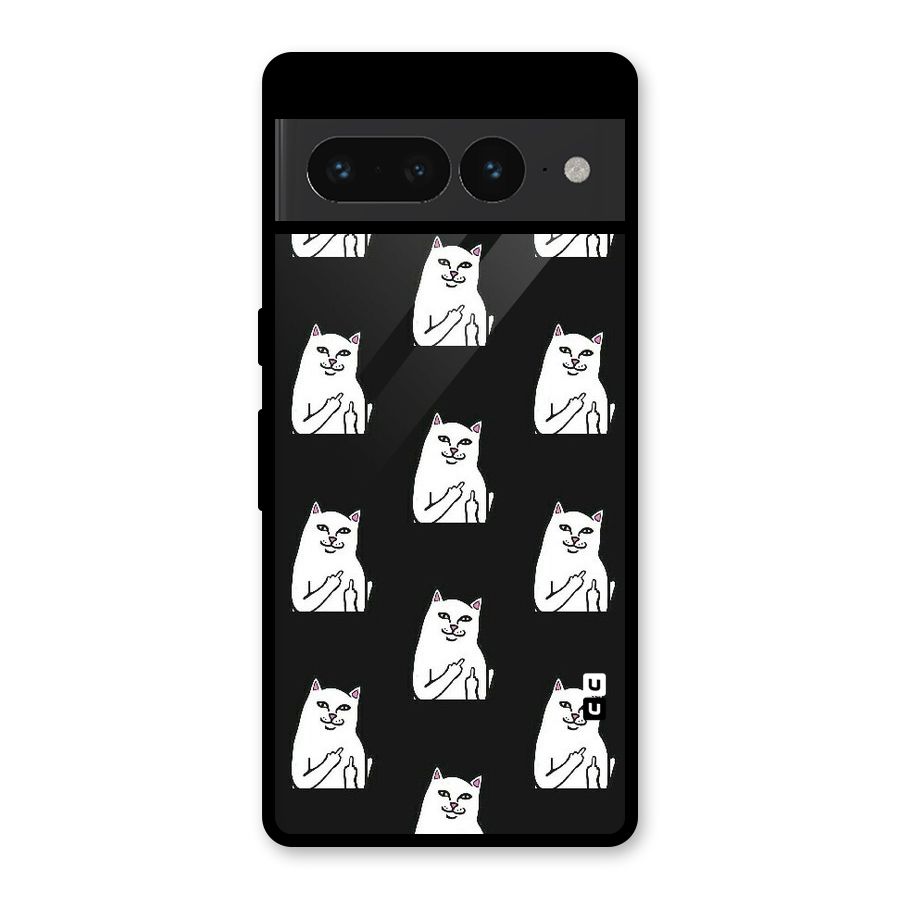 Chill Cat Pattern Glass Back Case for Google Pixel 7 Pro