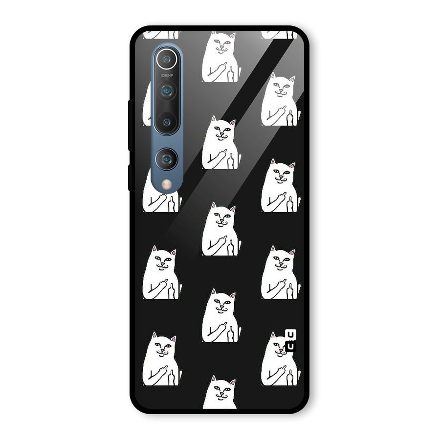 Chill Cat Pattern Glass Back Case for Mi 10
