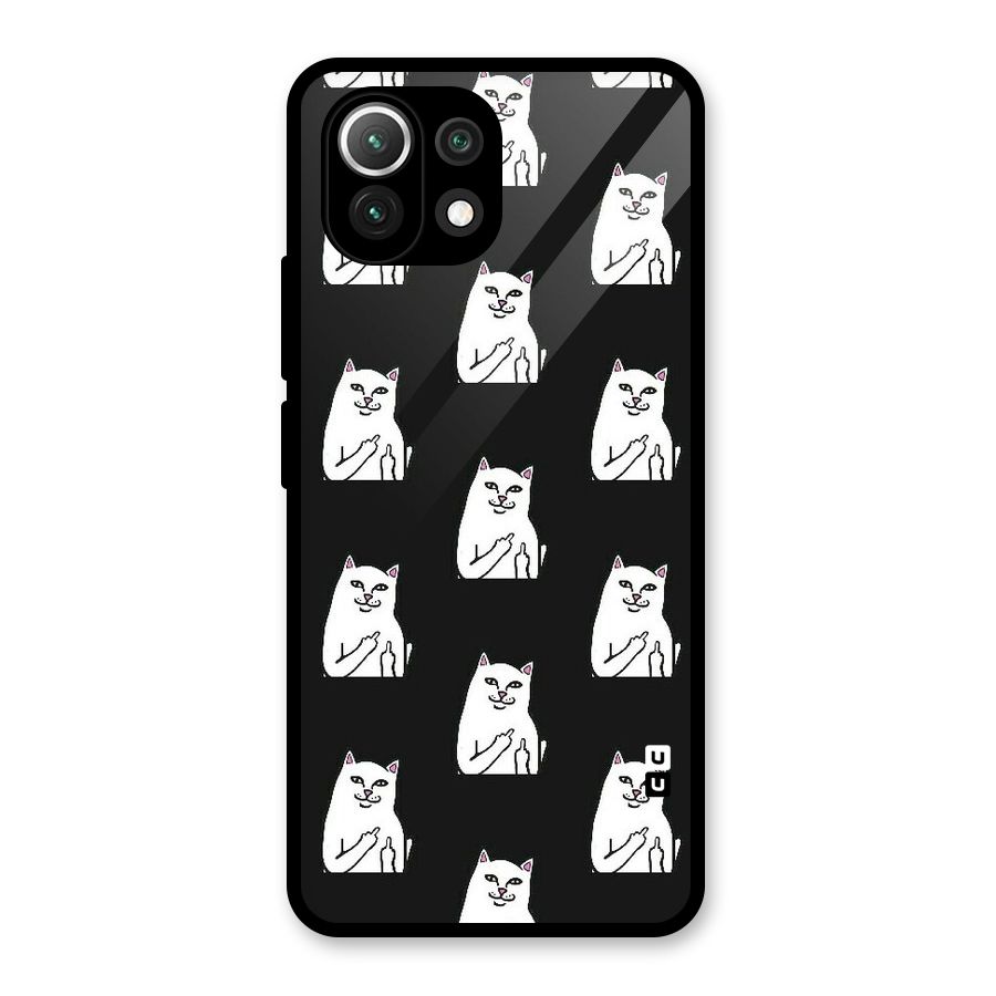 Chill Cat Pattern Glass Back Case for Mi 11 Lite